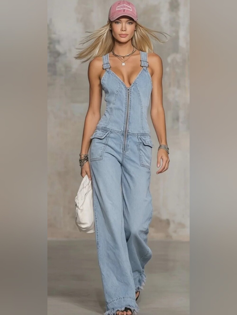 NWT Oyrosy Denim Blue Jumpsuit Size Medium - Picture 2 of 14